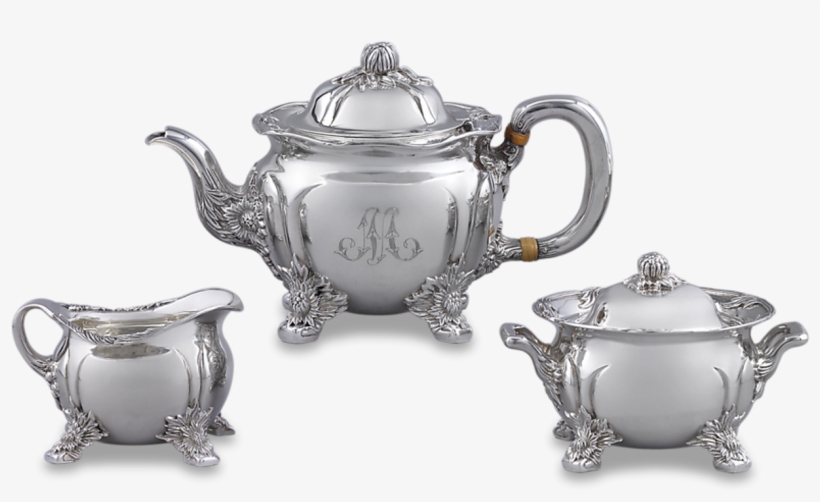 Chrysanthemum Sterling Silver Tea Set By Tiffany & - Teapot, transparent png download
