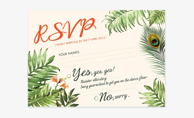 Rsvp Jungle Pepperandjoy Uk - Invitation, transparent png download