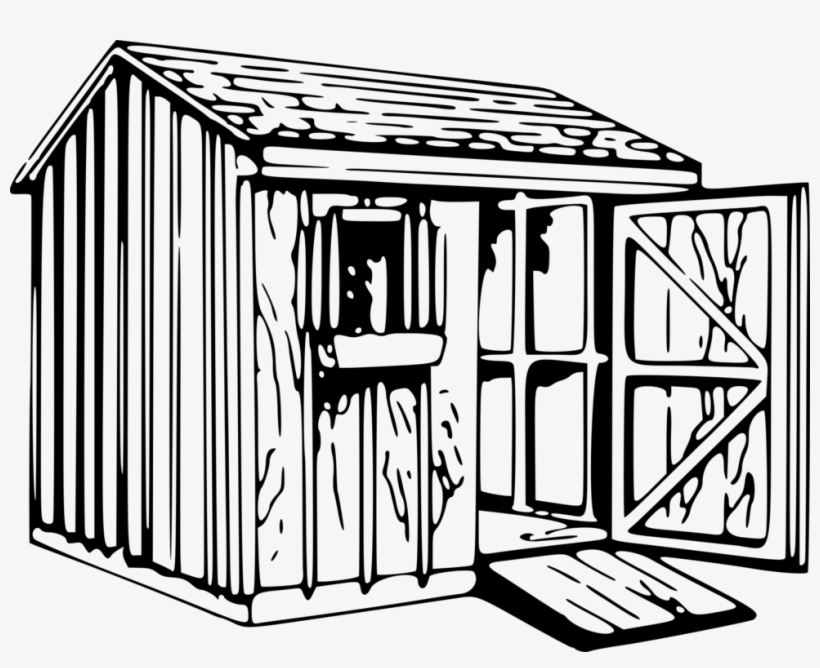Shed Garden Buildings Black And White Shade - Shed Black And White Clip Art, transparent png download