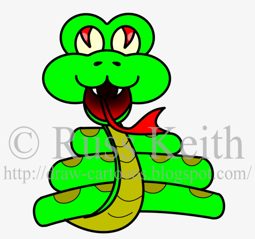 Drawn Snake Cartoon - Drawing, transparent png download