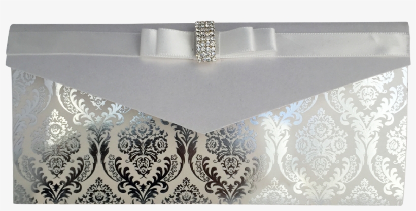 'ann' Damask Pocket Invitation - Silver, transparent png download