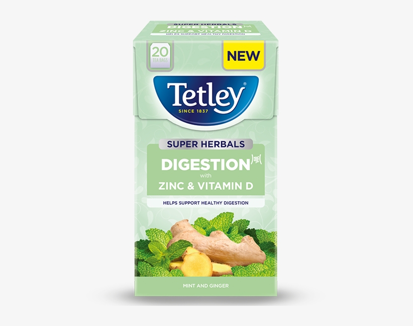 Tetley Super Herbals Digestion Mint & Ginger - Tetley Super Green Tea, transparent png download
