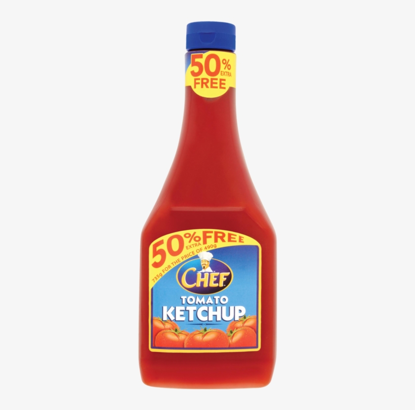Chef Tomato Ketchup 50% - Glass Bottle, transparent png download