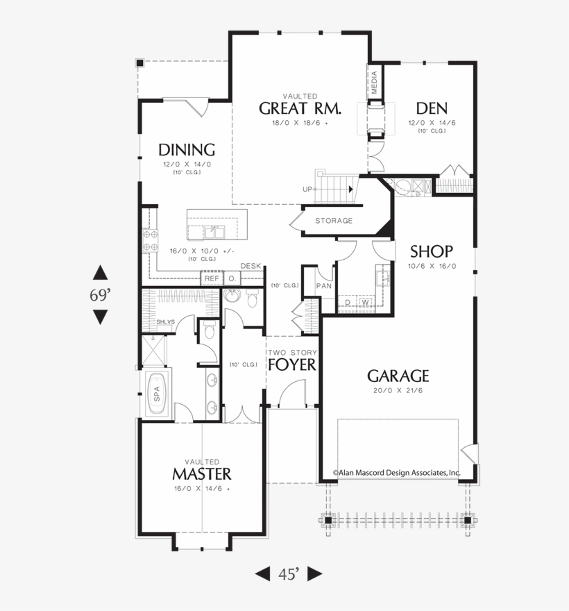 Image For Turner 2 Story Craftsman With Vaulted Ceilings - 1580 Floor Plan, transparent png download