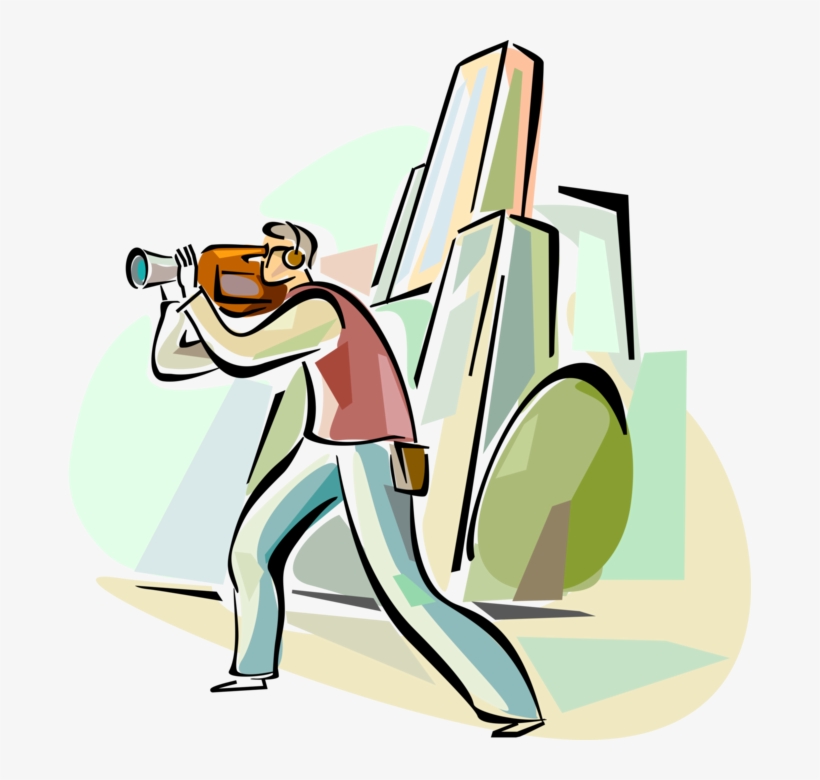 Vector Illustration Of Videographer Filming Video With, transparent png download