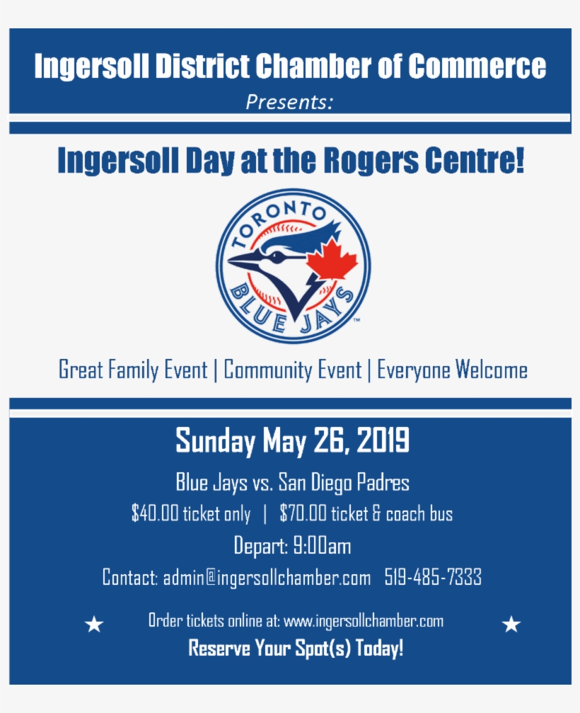 Ingersoll Blue Jays Day 2019 - Toronto Blue Jays New, transparent png download