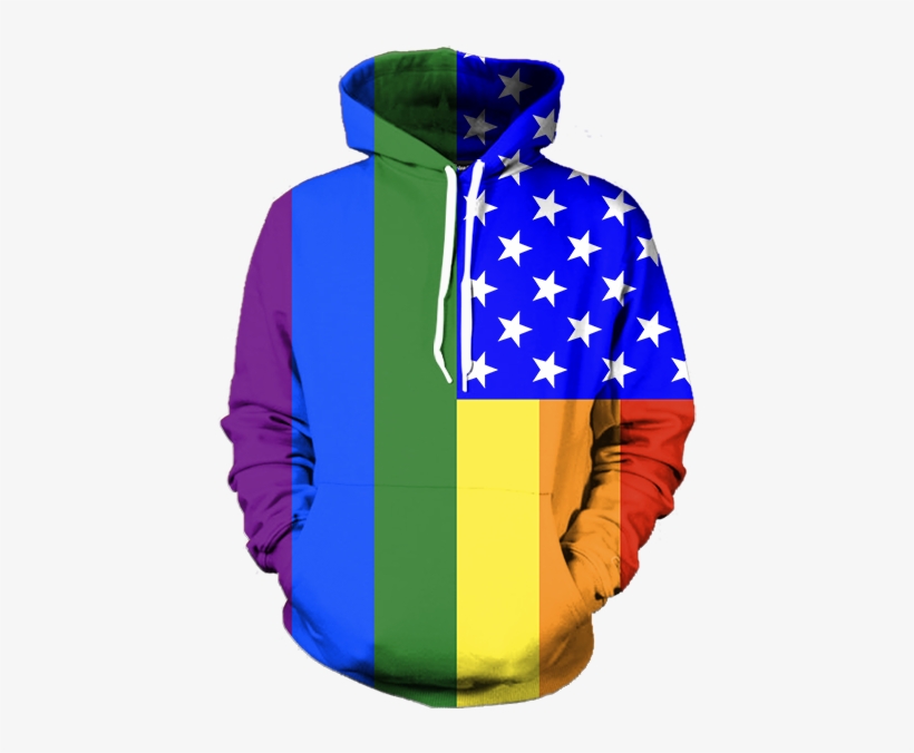 Gay Pride American Flag Hoodie - Team Valor Hoodie, transparent png download