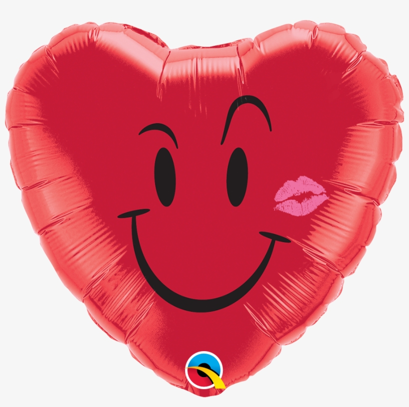 Emoji Naughty Smile & A Kiss 18 Inch Foil Balloon - Kisses Valentine Heart, transparent png download
