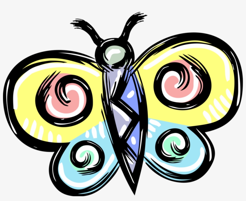 Vector Illustration Of Colorful Butterfly Winged Insect - Butterfly, transparent png download