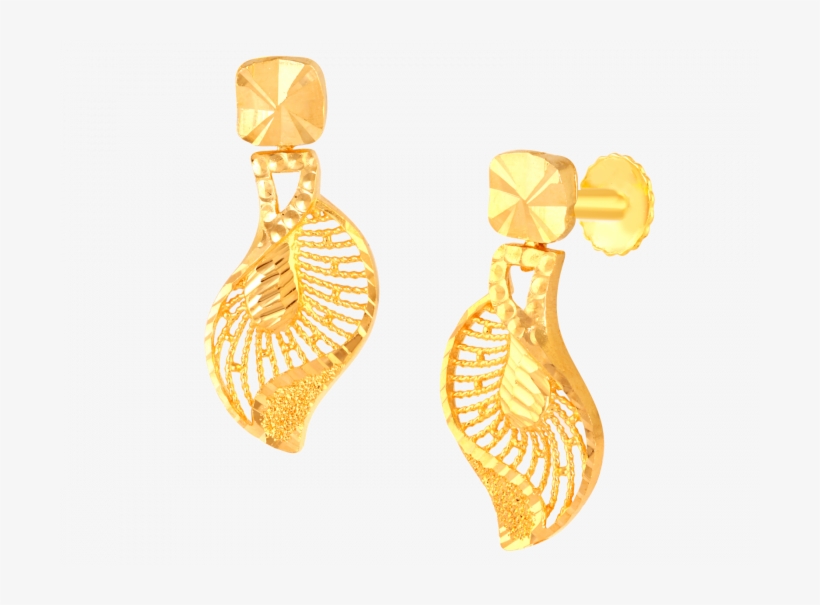 22kt Gold Leaf Shaped Hanging Earrings - Earrings, transparent png download