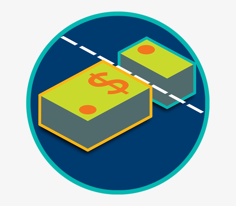 A Stack Of Cash Split Unevenly In Two - Circle, transparent png download