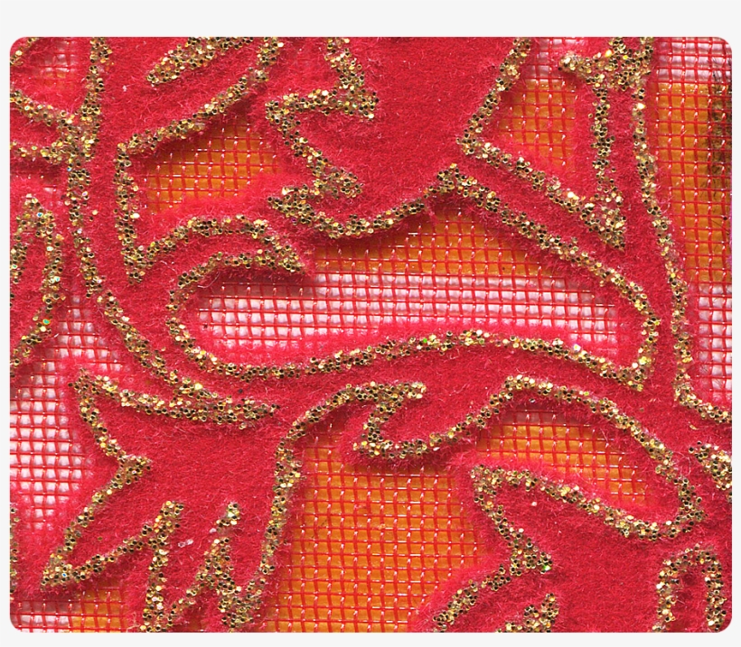 143 Gold Leaf Velvet Red Mesh Fabric Swatch - Cross-stitch, transparent png download
