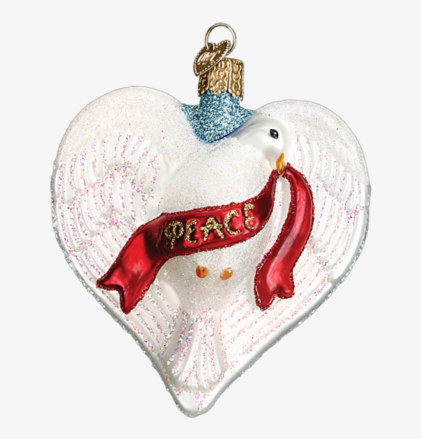 Old World Christmas Peace Dove Heart Glass Ornament - Old World Christmas Ornament, transparent png download