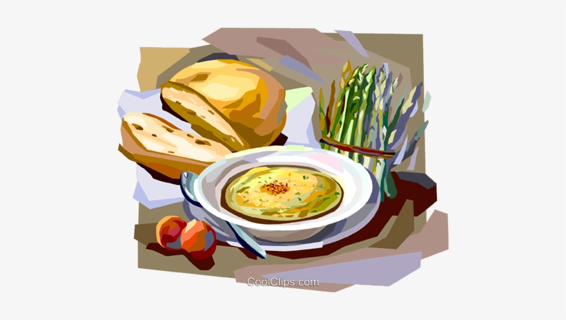 French Lunch With Soup And Fresh Bread Royalty Free - Soup And Bread Free Clipart, transparent png download