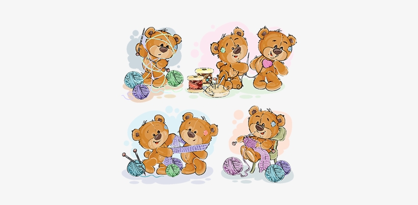 Set Of Vector Clip Art Illustrations Of Teddy Bears - Vector Graphics, transparent png download