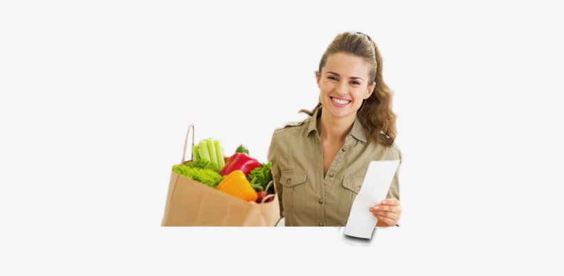 Woman With Grocery Receipt - Raw Food Diet High In Fat, transparent png download