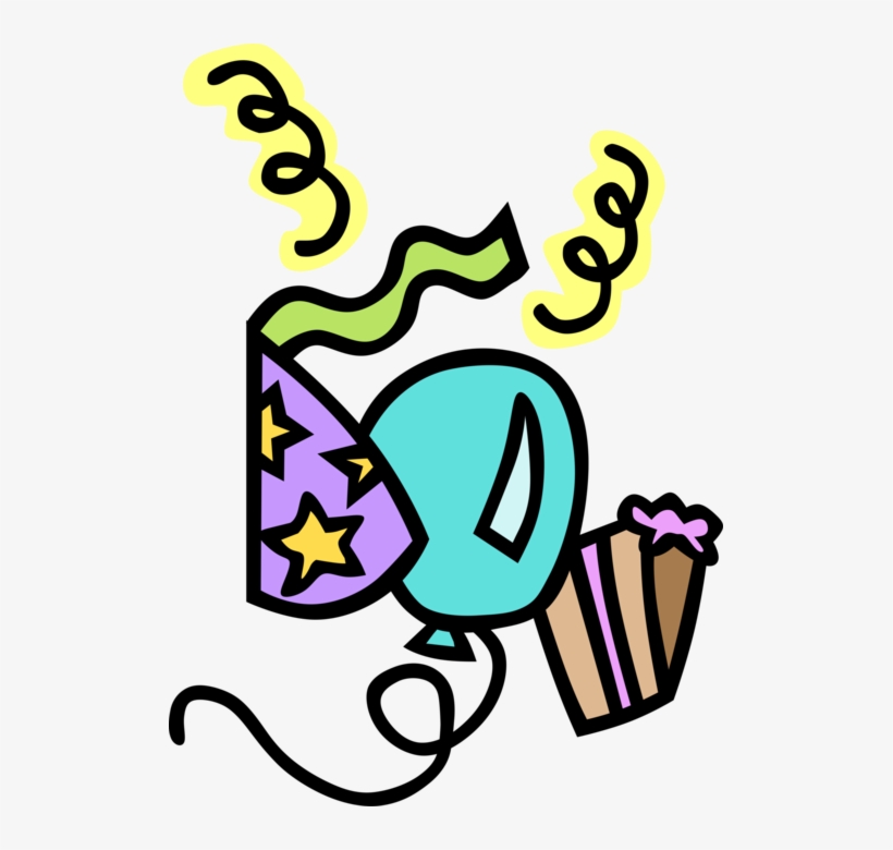 Vector Illustration Of Birthday Party Hat, Balloon,, transparent png download