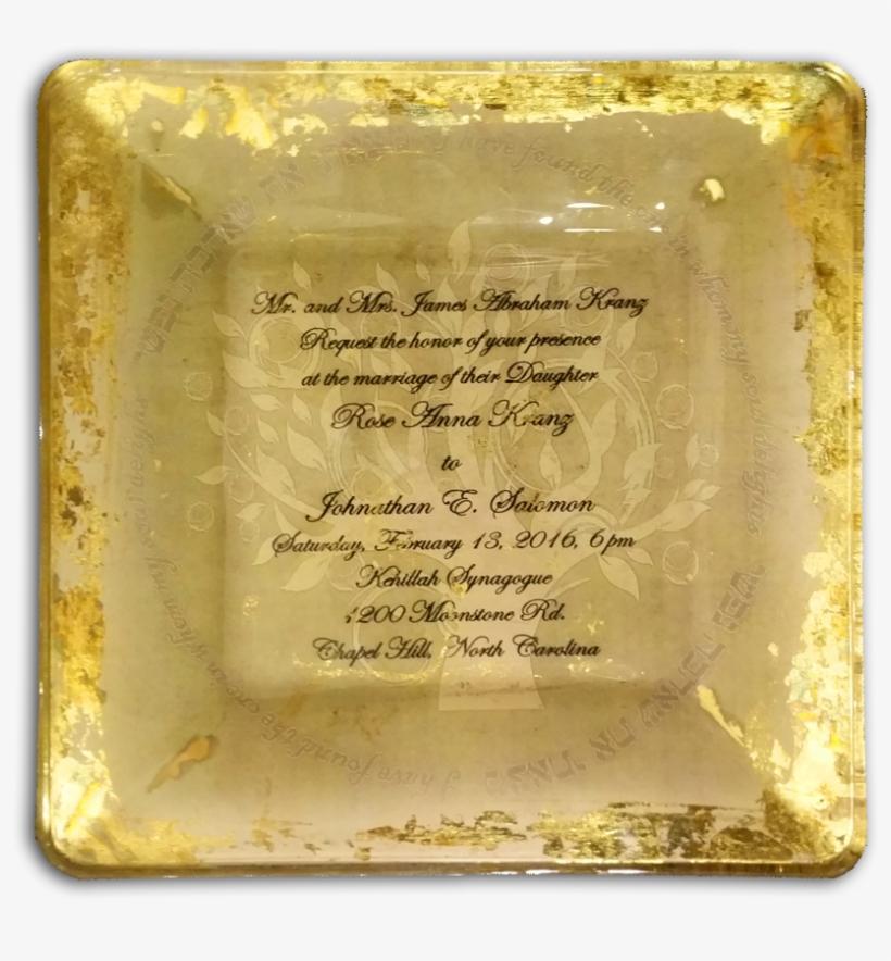 Personalized Glass Wedding Plate With Gold Leaf Accent - Commemorative Plaque, transparent png download