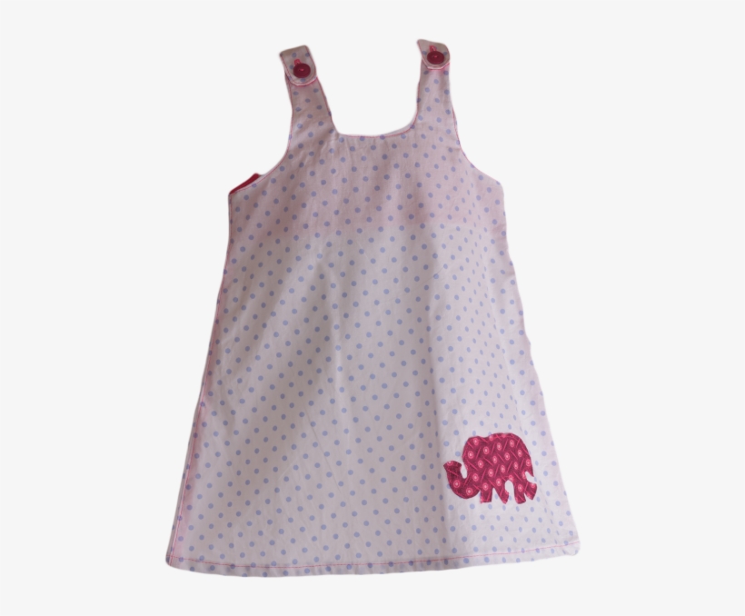 Pinafore Dress White/blue Dot Pink - Polka Dot, transparent png download