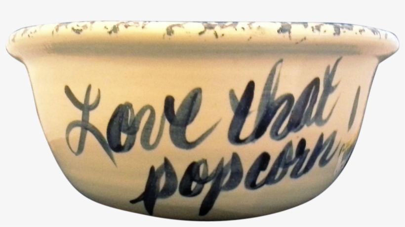 Blue Spongeware Heart Shaped Hand Turned Pottery Popcorn - Calligraphy, transparent png download