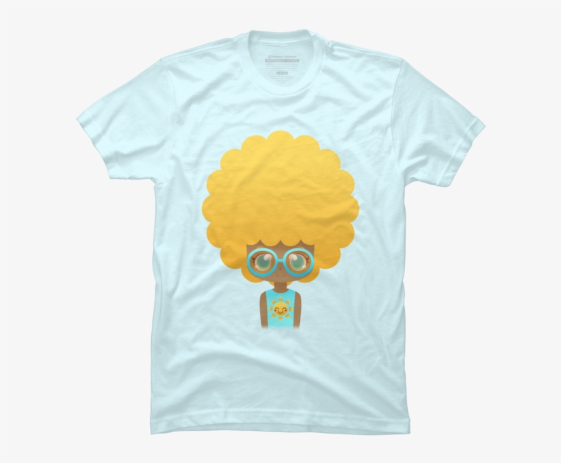 Summer Afro Girl Wearing Glasses - T-shirt, transparent png download