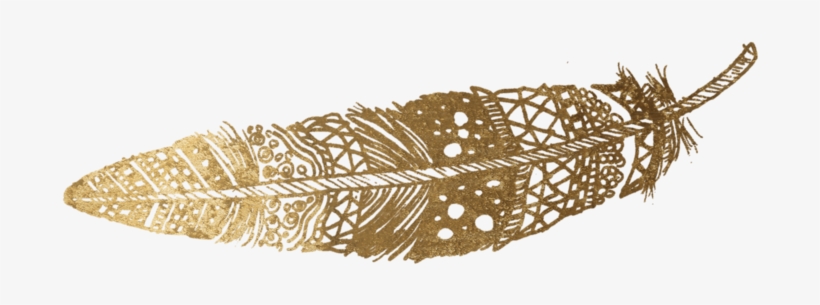 Gold Feather Horizonatal - Motif, transparent png download