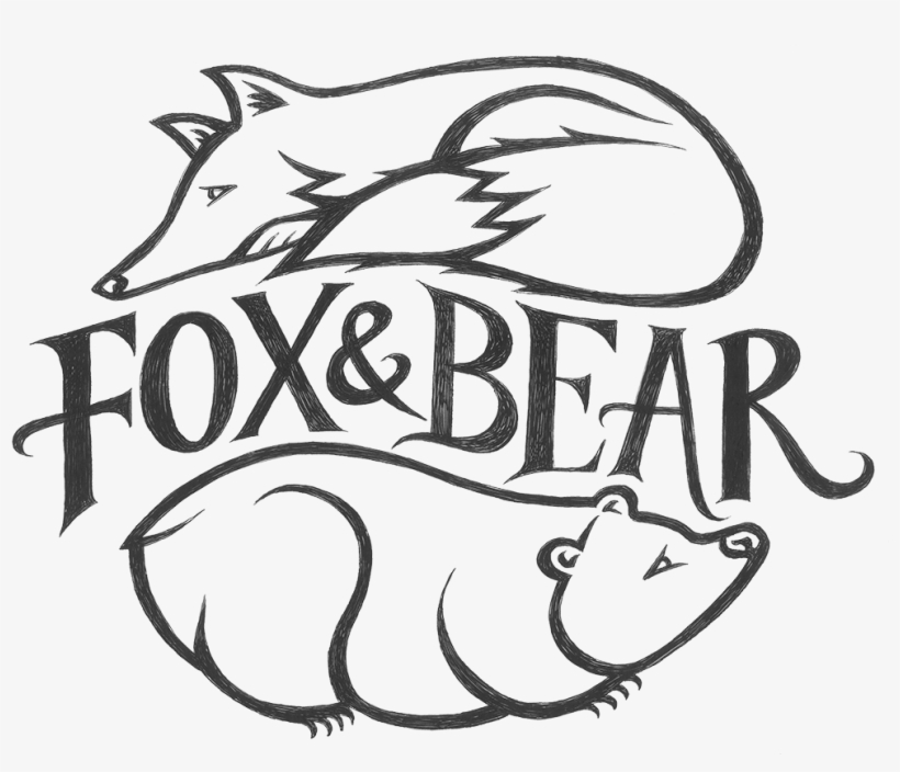 Fox And Bear Photography - Bear And Fox Line Art, transparent png download
