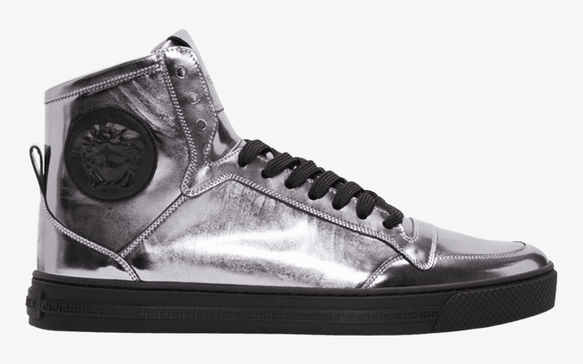 Versace Medusa Metallic Palazzo High Top - Silver High Top Versace Sneaker Men, transparent png download