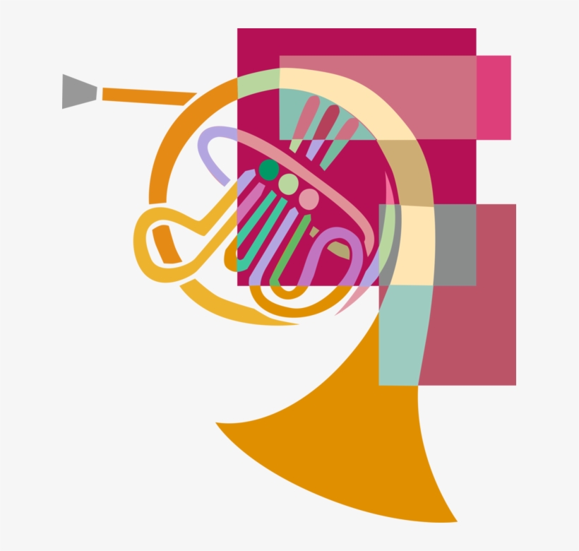 Vector Illustration Of French Horn Brass Musical Instrument - Graphic Design, transparent png download