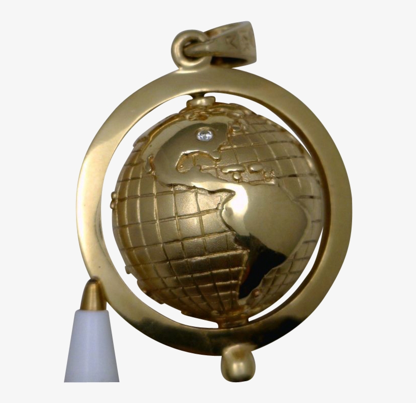 14k Yellow Gold Globe Charm/pendant - Bronze Medal, transparent png download