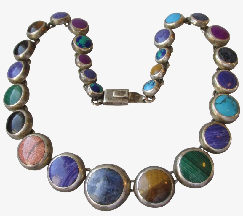 Spectacular Vintage Taxco Mexico 950 Silver Multi-gem - Necklace, transparent png download