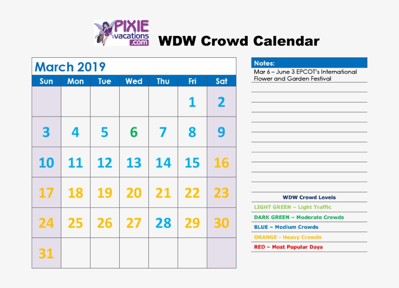Avoiding Disney March Crowds - 2011 Calendar Printable, transparent png download