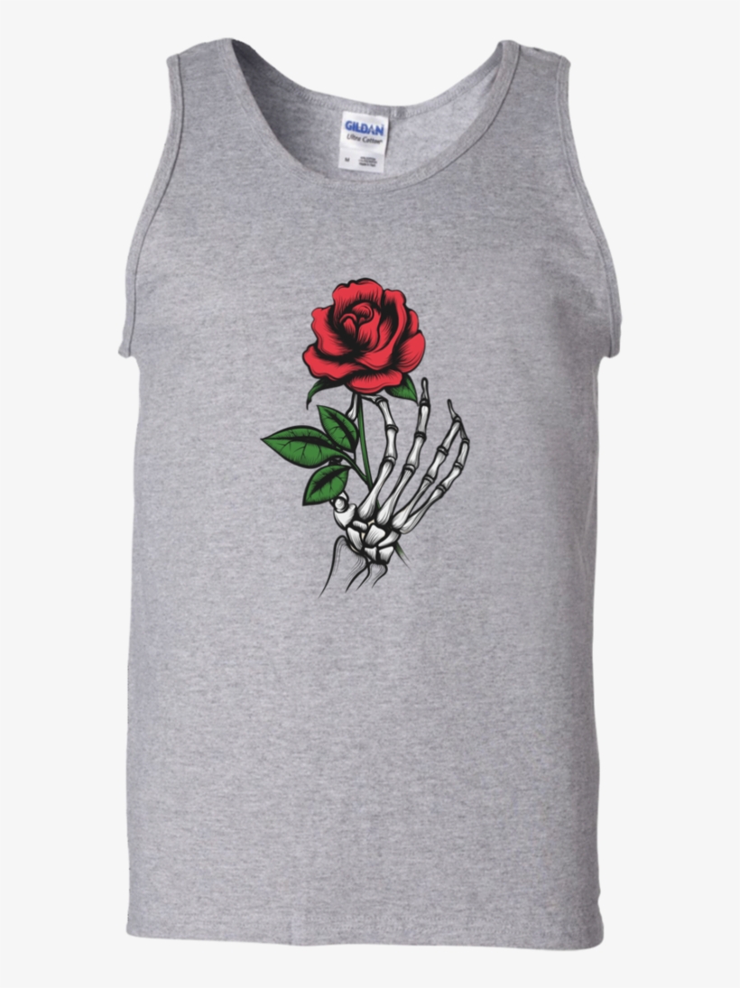 Skeleton Hand Rose 100% Cotton Tank Top - Shirt, transparent png download