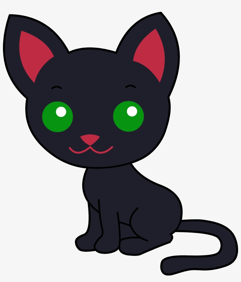 Cute Kitten Clipart - Black Cartoon Cat Cute, transparent png download