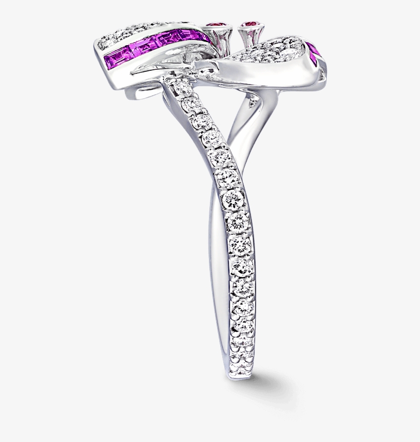 Side View Of A Graff Pink And Purple Sapphire And Diamond - Engagement Ring, transparent png download