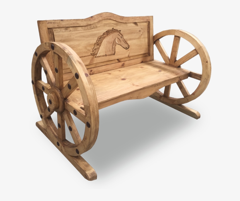 Lthsal18 Wagon Wheel Bench W/ Horse Head - Bench, transparent png download