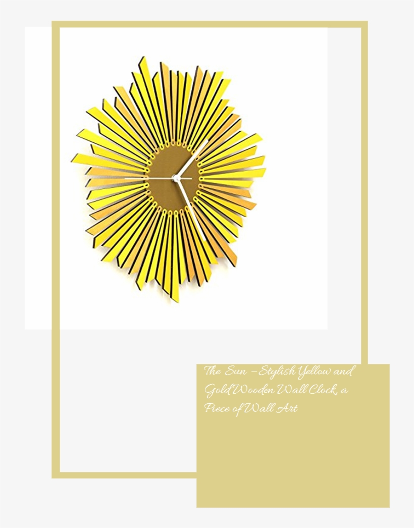 The Sun Stylish Yellow And Gold Wooden Wall Clock, - Graphic Design, transparent png download