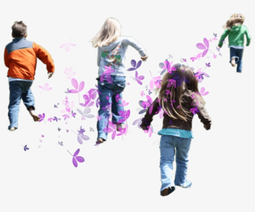Children Running Butterflys Girls Falling Pink - Kid Png Running, transparent png download