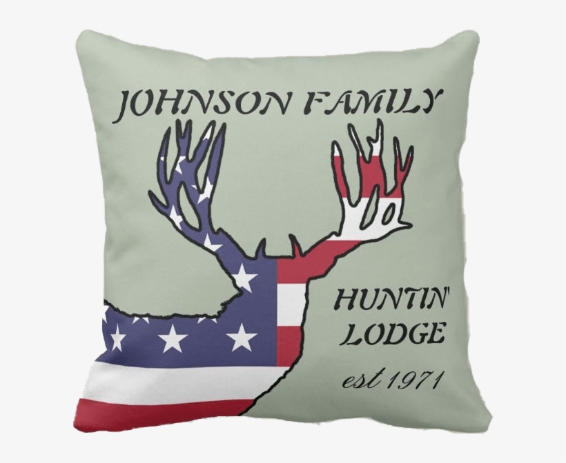 Patriotic Whitetail Deer Hunting Lodge Pillow - Cushion, transparent png download