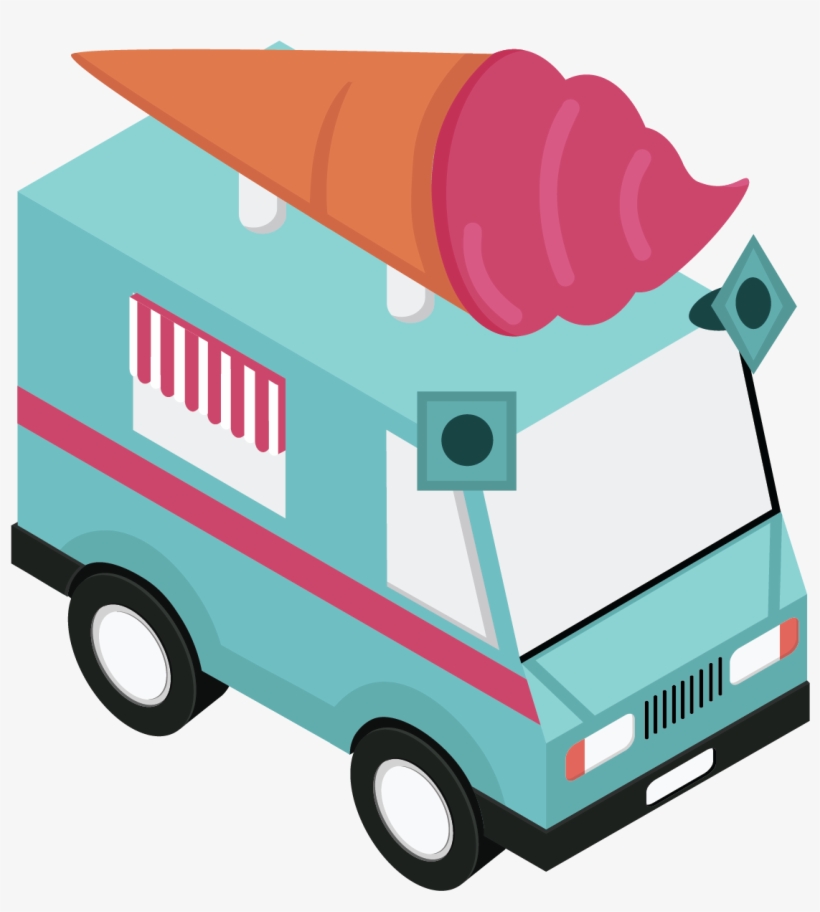 Isometric Ice Cream Truck - Truck, transparent png download