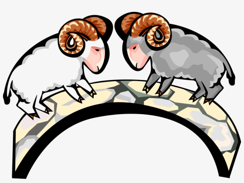 Vector Illustration Of Mountain Goat Rams Butt Heads - Clip Art, transparent png download