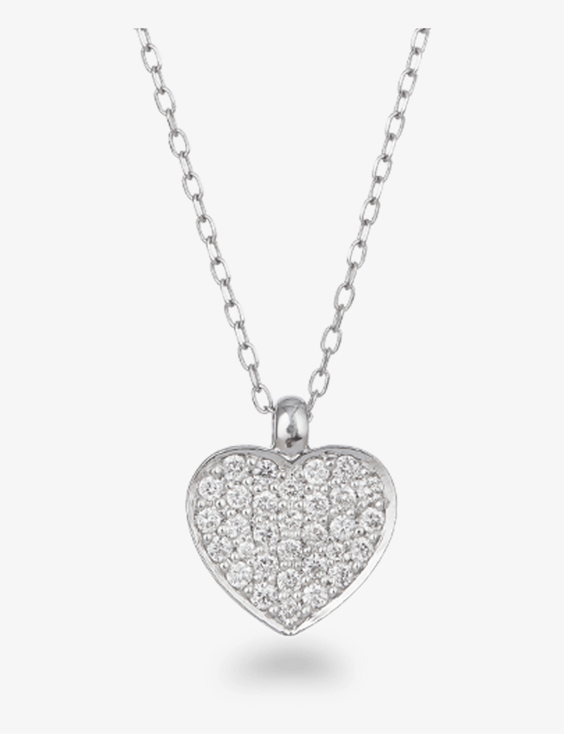 18ct White Gold Diamond Heart Necklace - Locket, transparent png download
