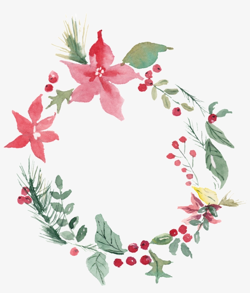 Fresh Pink Watercolor Hand Painted Garland Decorative - Christmas Day, transparent png download