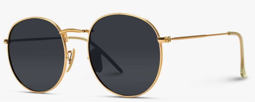 Round Hipster Vintage Gold Frame Black Lens Sunglasses - Sunglasses, transparent png download