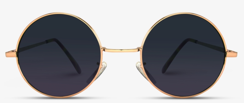 Gold Frame Round Vintage Metal Frame Sunglasses - Shadow, transparent png download