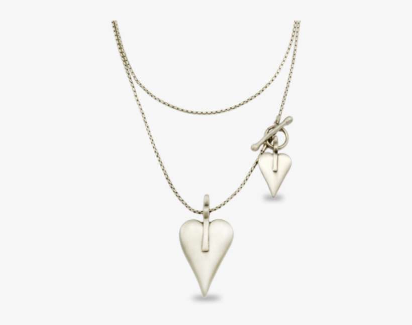 Danon Long Silver Necklace With Two Hearts - Necklace, transparent png download