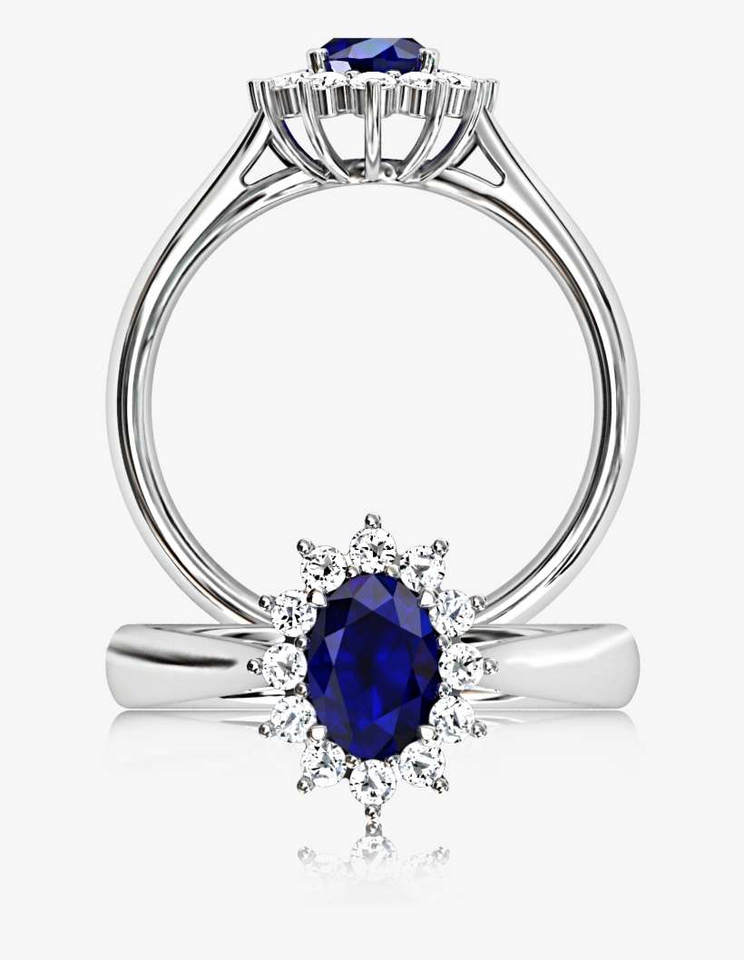 Classic Sapphire Cluster Ring - Engagement Ring, transparent png download