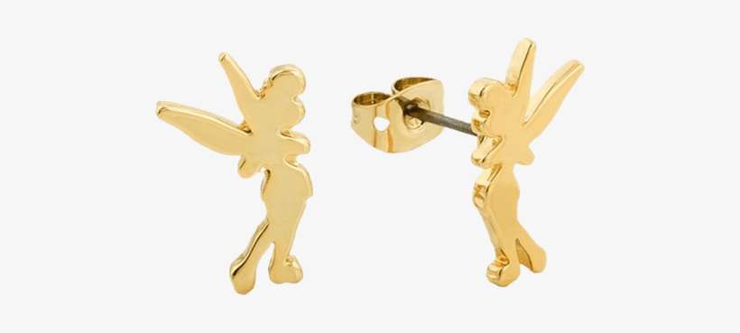 Tinkerbell Silhouette Stud Earrings - Tinkerbell Earrings Gold, transparent png download