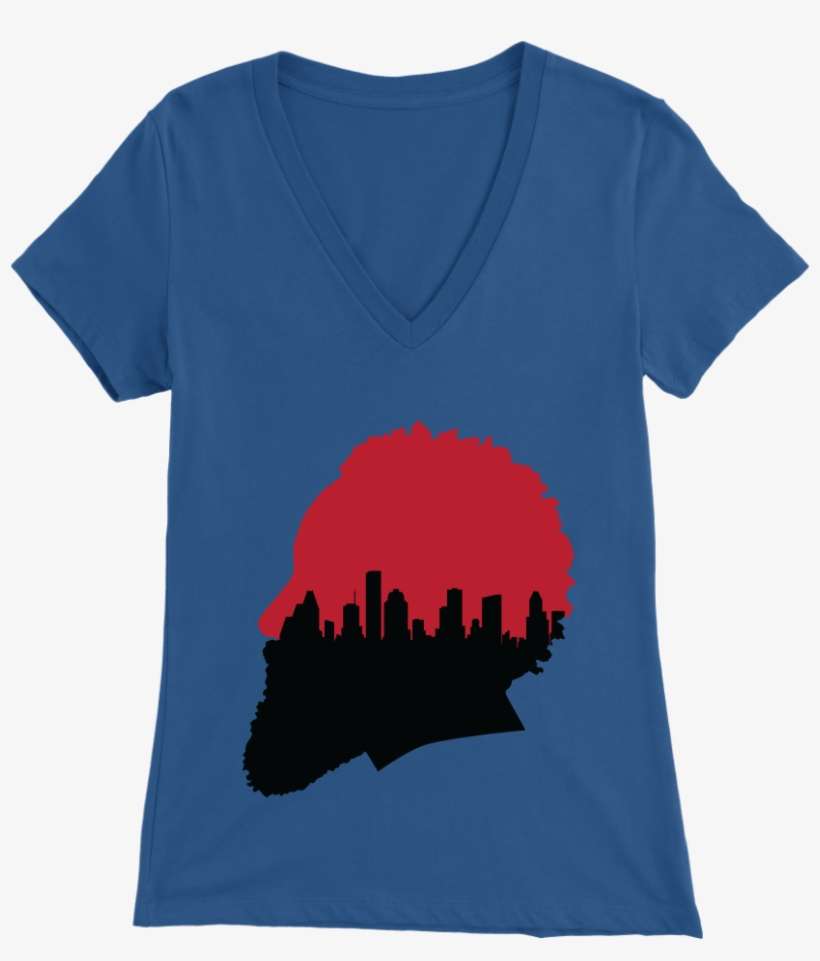 Harden Silhouette With Houston Skyline Women's V- - Shirt, transparent png download
