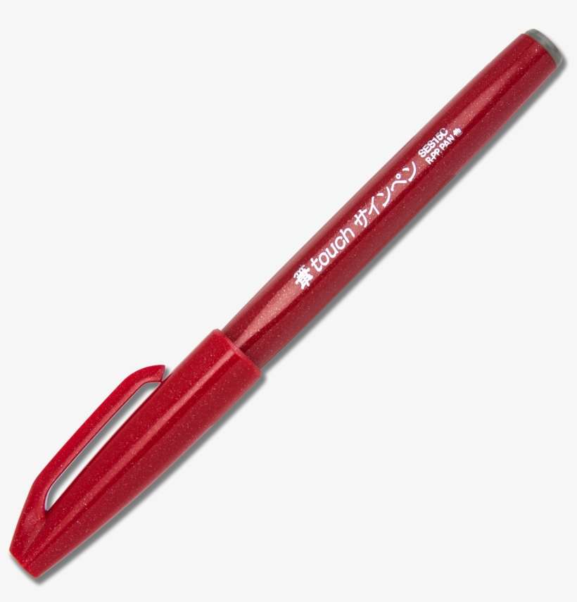 Ses15c-d Sign Pen With Brush Tip Green Pentel - Extension Para Lapiz De Dibujo, transparent png download